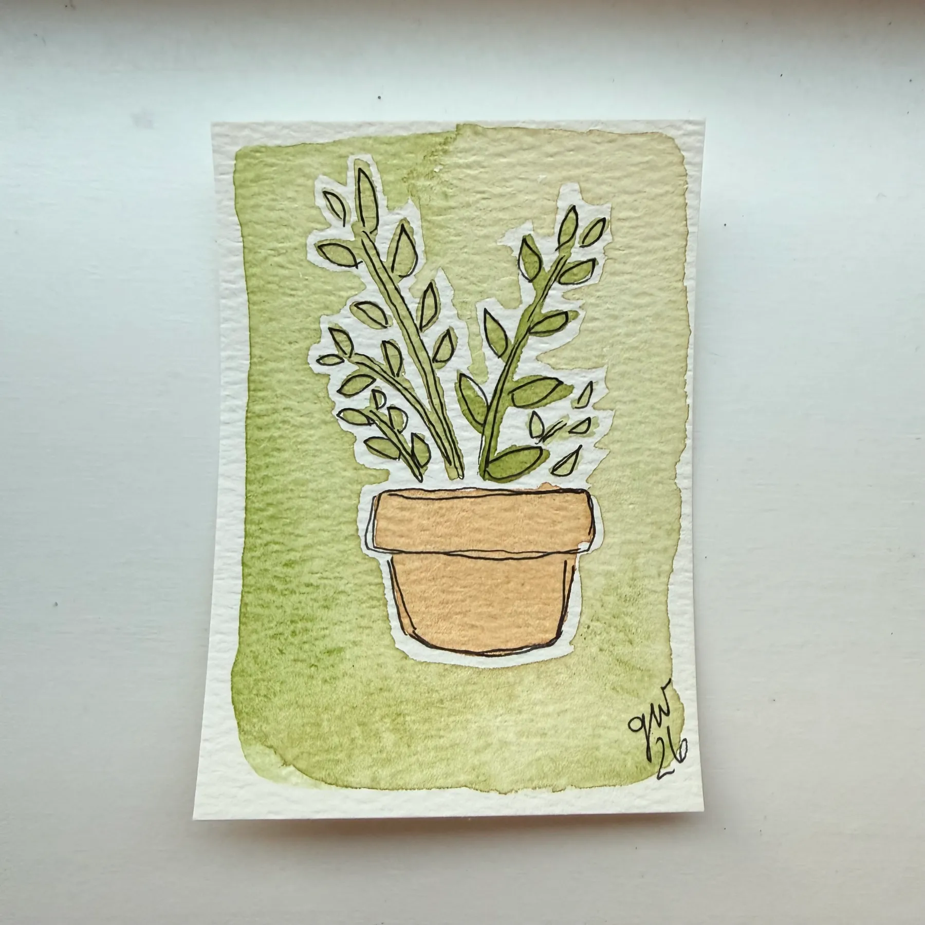 Happy Houseplants 5 | ZZ Plant aceo art card