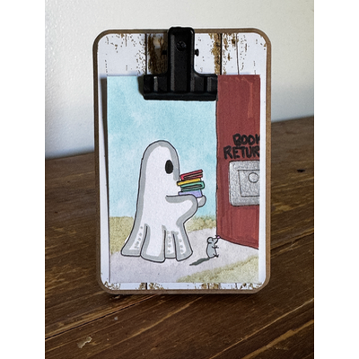 Gertrude runs Errands Series 3/8: Returning Library Books aceo art card thumbnail 2