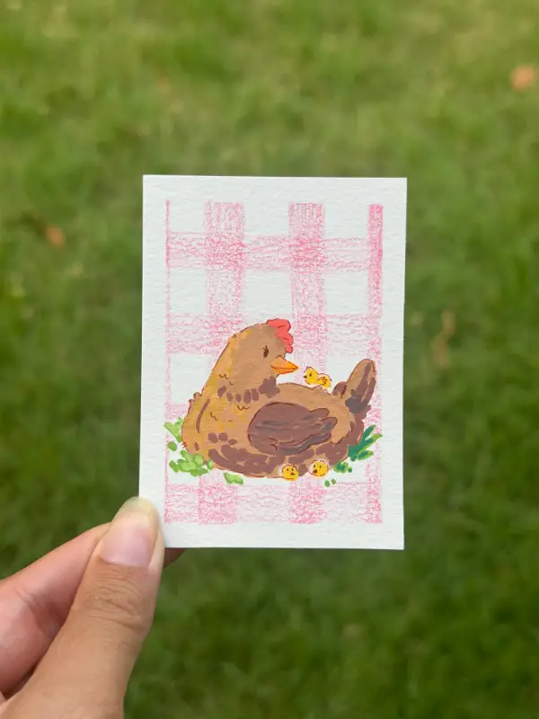 Momma Hen aceo art card