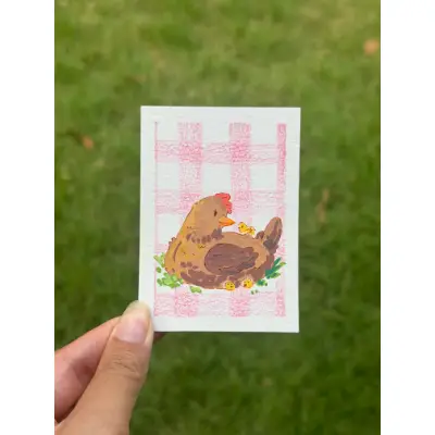 Momma Hen aceo art card thumbnail 1