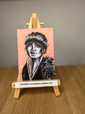 Chilly Glam Original ACEO Drawing by Lyndsay Aznaurov aceo art card thumbnail 2