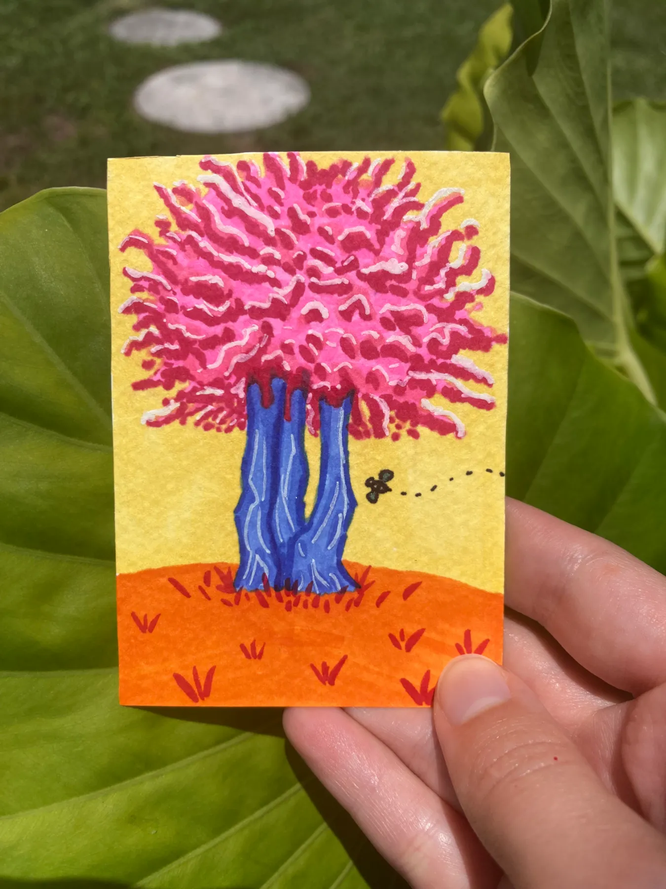 Cotton Candy Tree aceo art card
