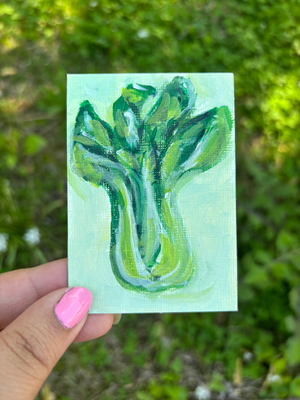 “Bok Choy” Acrylic Vegetable Study aceo art card thumbnail 3