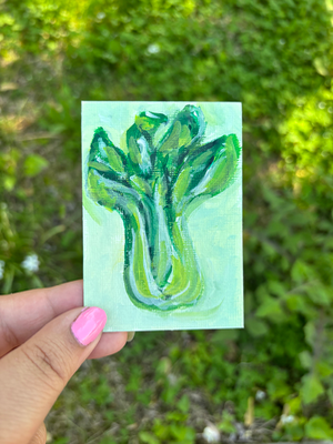 “Bok Choy” Acrylic Vegetable Study aceo art card thumbnail 2