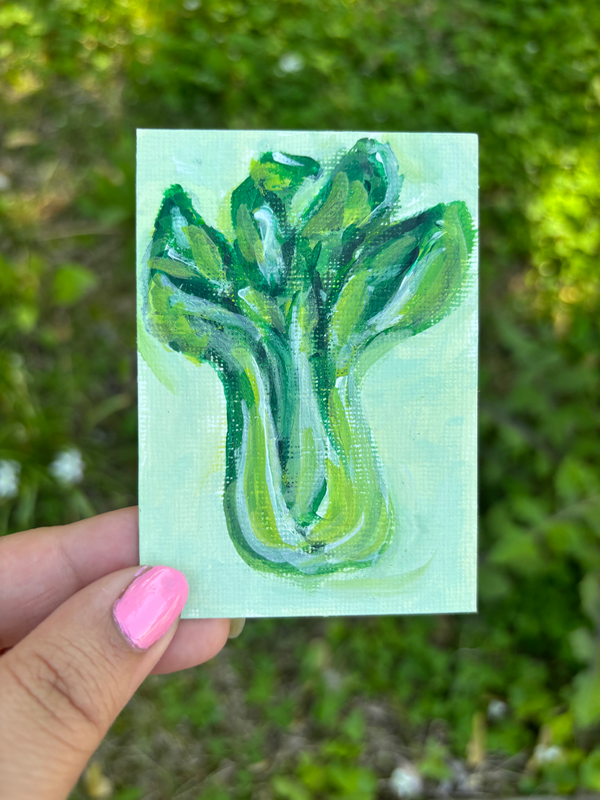 “Bok Choy” Acrylic Vegetable Study aceo art card