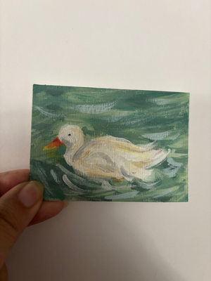 Acrylic Painting “Whisper Pond” Duck aceo art card thumbnail 2