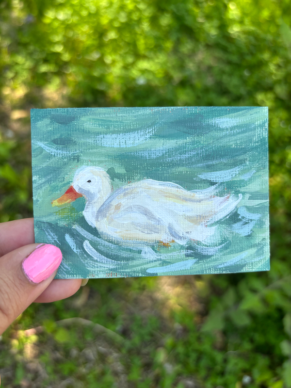 Acrylic Painting “Whisper Pond” Duck aceo art card