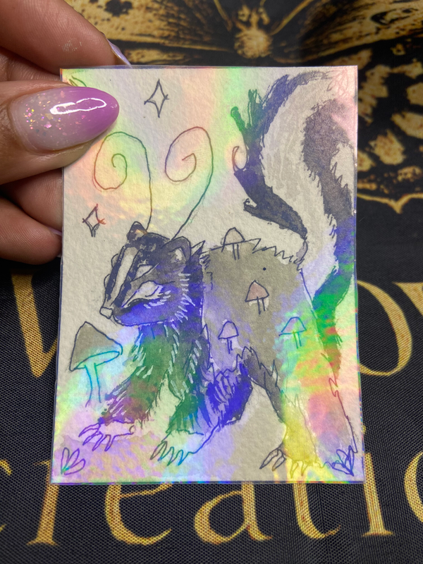 Holo Bug Skunk aceo art card
