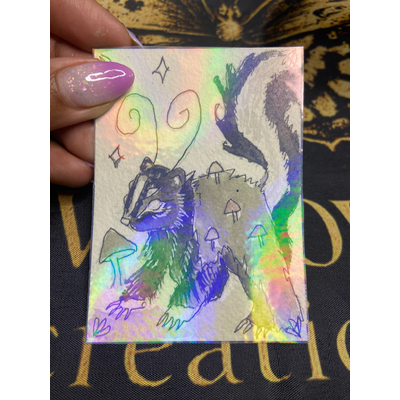 Holo Bug Skunk aceo art card thumbnail 1