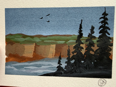 Cliffs by the Sea aceo art card thumbnail 2