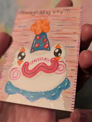 'Always Stay Silly' Inspo-Frog 9/10 aceo art card thumbnail 3