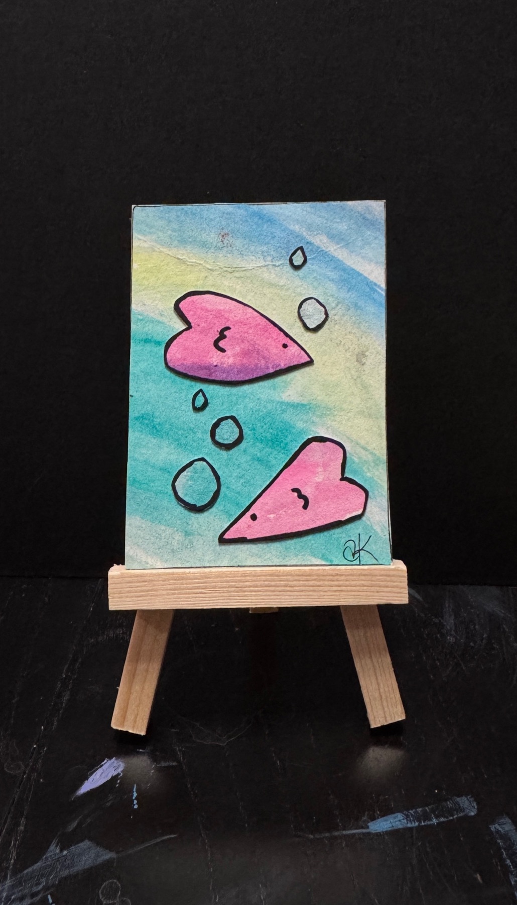 Kiss Kiss Fish aceo art card