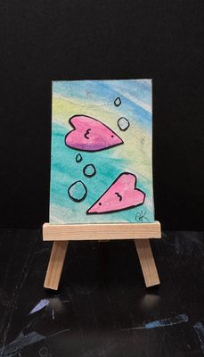 Kiss Kiss Fish aceo art card thumbnail 1