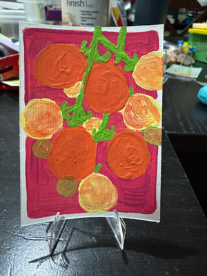 Cherry Tomatoes on the Vine aceo art card thumbnail 1