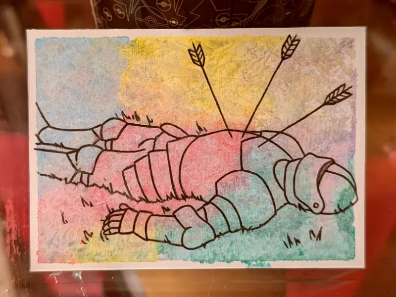 Watercolor medieval knight fantasy aceo art card
