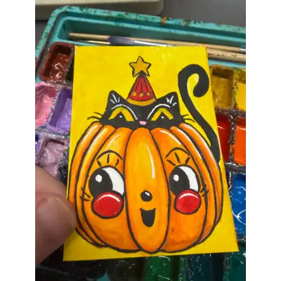 Peek-a-Boo aceo art card thumbnail 1