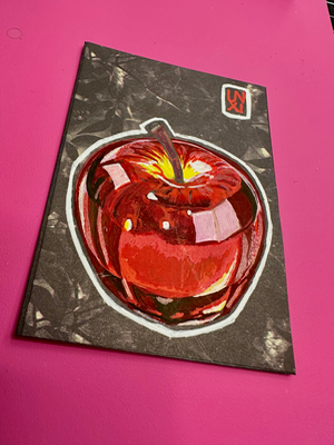 Little Red Glass Apple aceo art card thumbnail 2