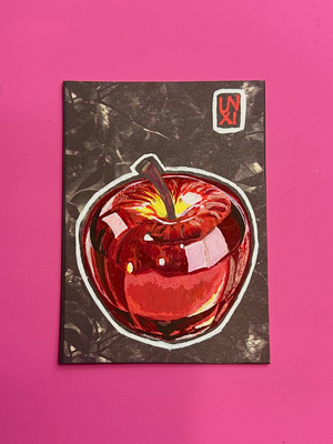 Little Red Glass Apple aceo art card thumbnail 1