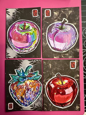 Little Red Glass Apple aceo art card thumbnail 3