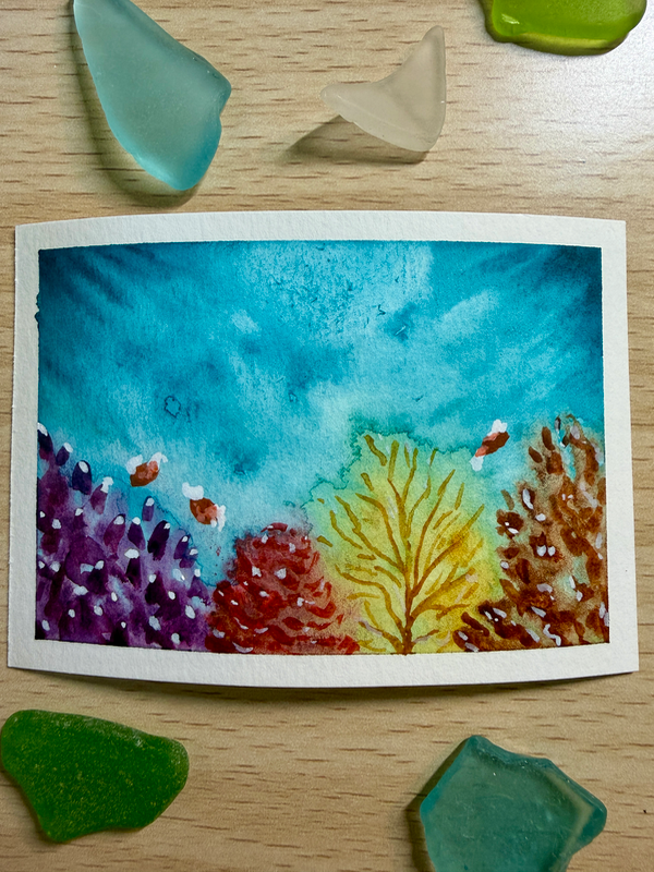 Coral Garden aceo art card
