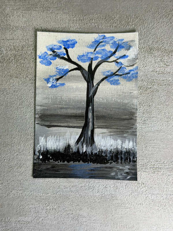 Moody Tree Blues 2 by IzzieQ Creative aceo art card