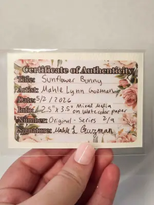 Original ACEO- Flower Fairy Series - Sunflower Bunny 2/9 aceo art card thumbnail 2