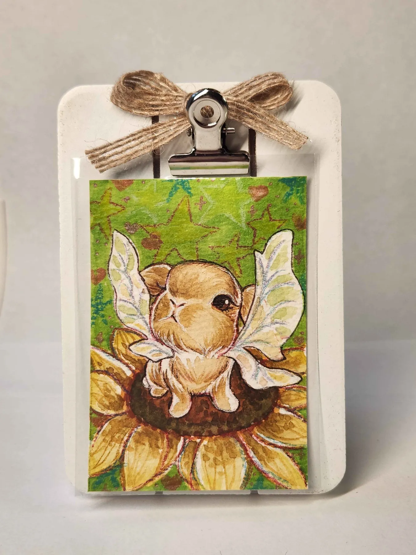 Original ACEO- Flower Fairy Series - Sunflower Bunny 2/9 aceo art card