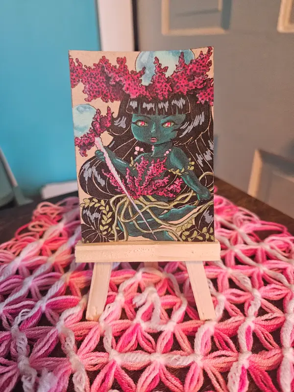 "Chibi Sea Witch of the Ocean" aceo_ooak_original artist_trading card_2.5 x 3.5" aceo art card