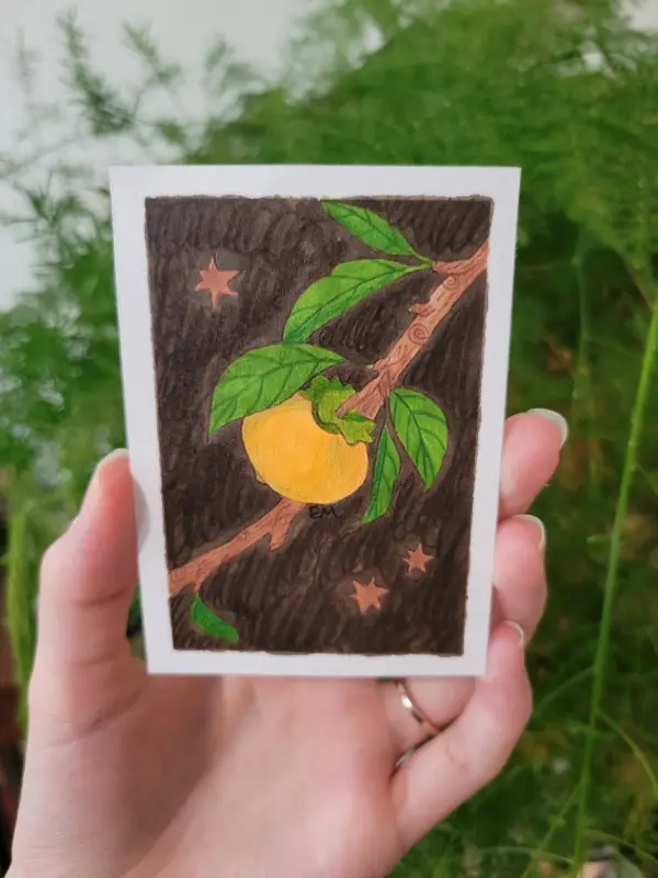 Persimmon Branch aceo art card