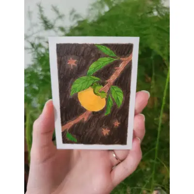 Persimmon Branch aceo art card thumbnail 1