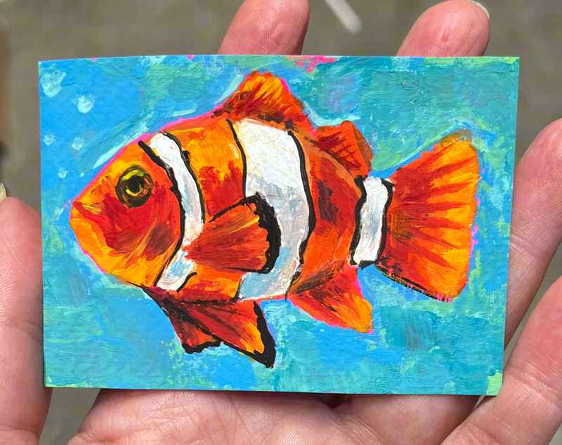 Clown fish painting aceo art card