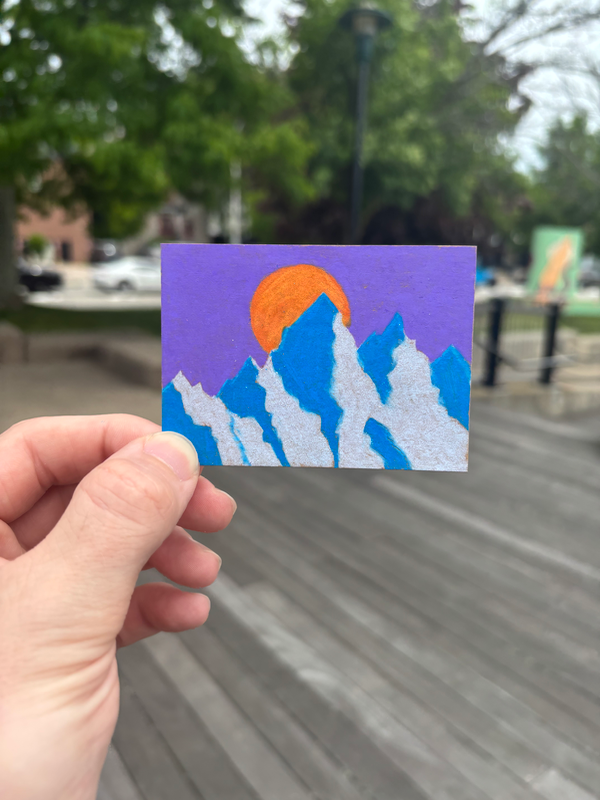 Blue Mountains, Purple Sunset aceo art card