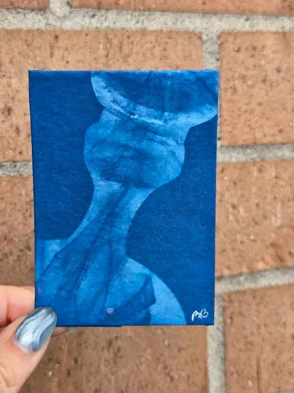 Candlestick (Original Cyanotype) aceo art card