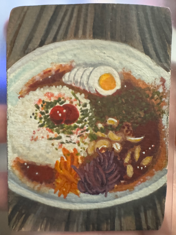 Curry At Double Tall Cafe, Harajuku aceo art card