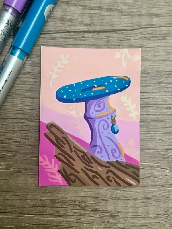 Mushroom & Critters #2 aceo art card
