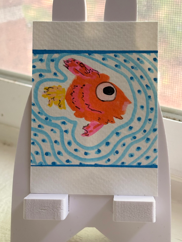 Ned the Fancy Fish aceo art card