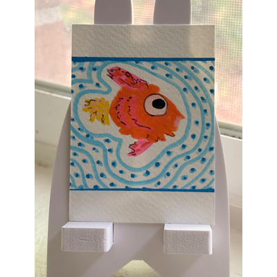 Ned the Fancy Fish aceo art card thumbnail 1