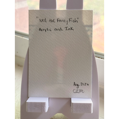 Ned the Fancy Fish aceo art card thumbnail 2