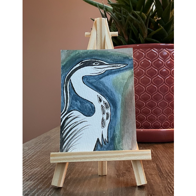 Heron in Blue aceo art card thumbnail 2