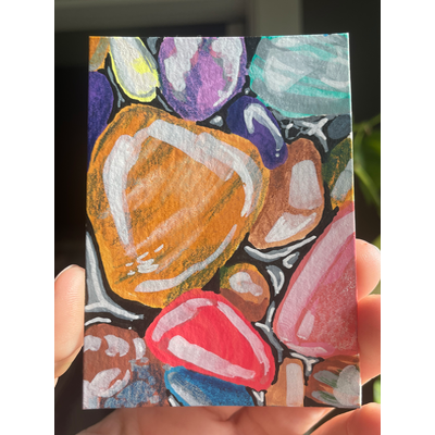 “Pebble Puddle” original by Norah Mae aceo art card thumbnail 2