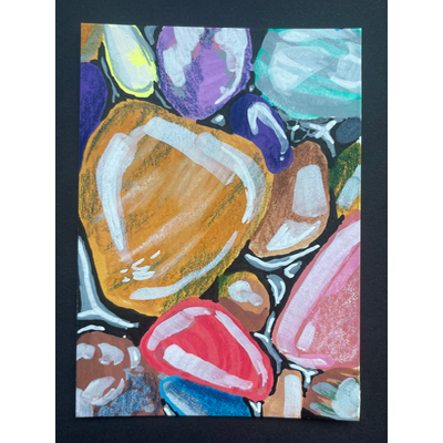 “Pebble Puddle” original by Norah Mae aceo art card thumbnail 4