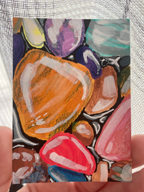 “Pebble Puddle” original by Norah Mae aceo art card