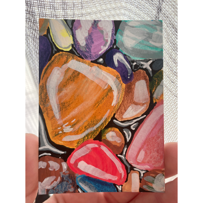 “Pebble Puddle” original by Norah Mae aceo art card thumbnail 1