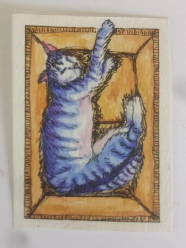 Cat in a Box 4/5 aceo art card