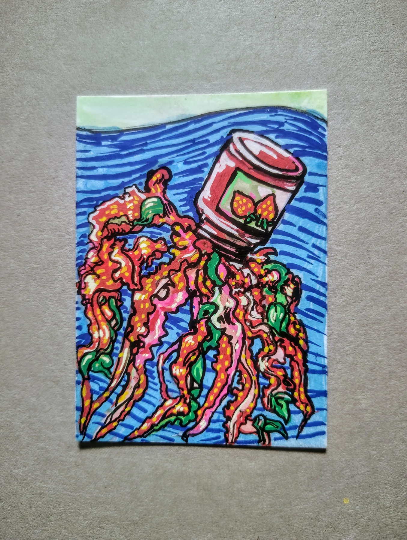 Strawberry Jam Fish aceo art card