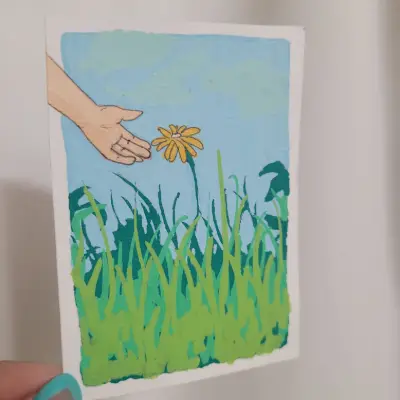 Touching Grass aceo art card thumbnail 2