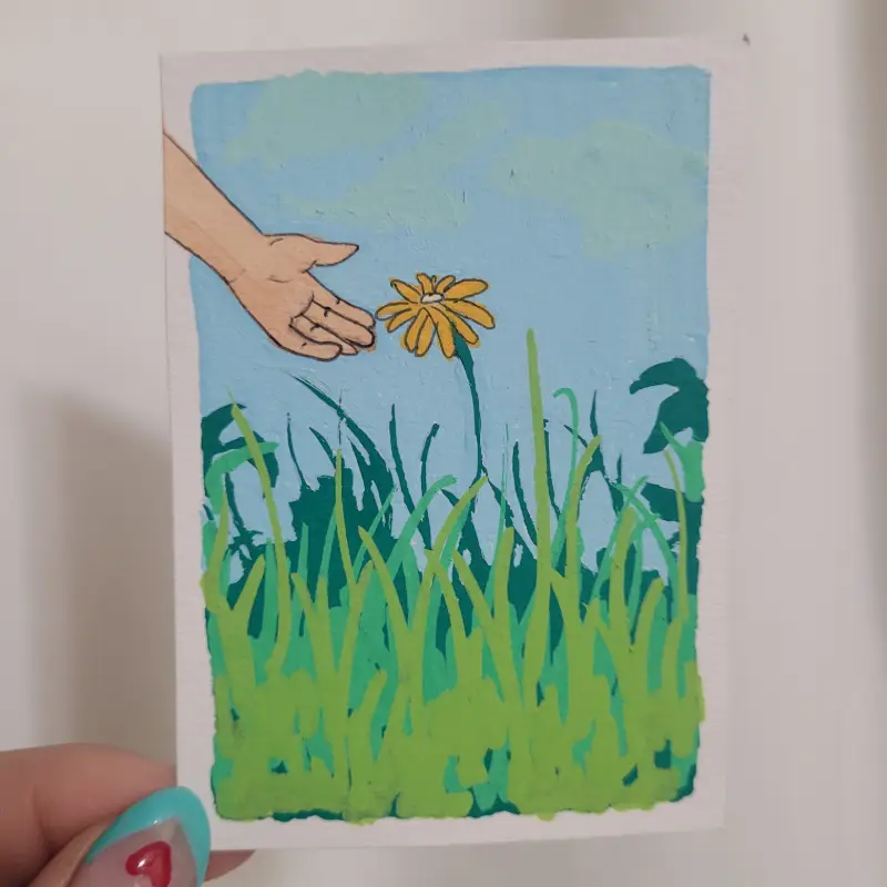 Touching Grass aceo art card