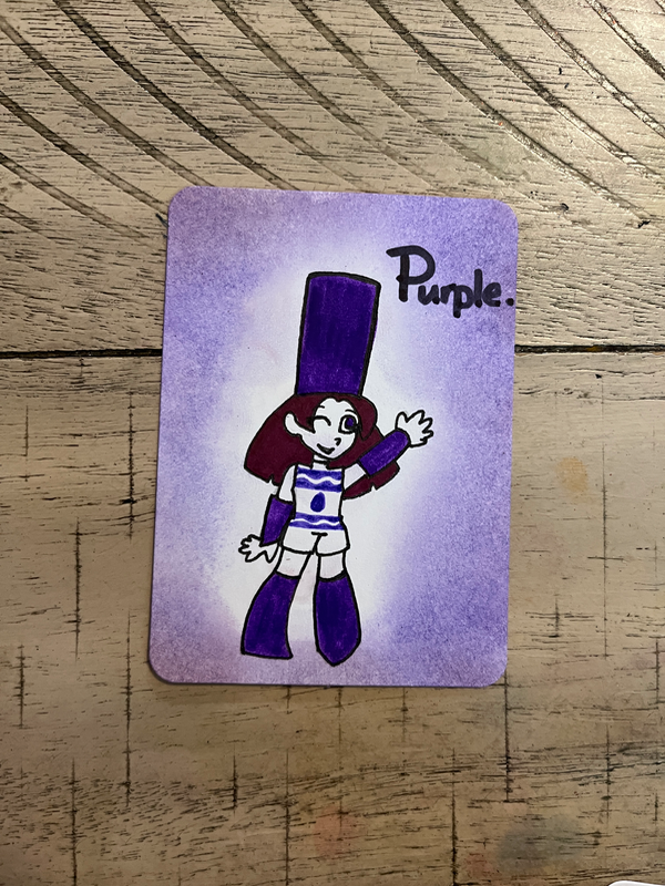 Purple Marker Girl aceo art card