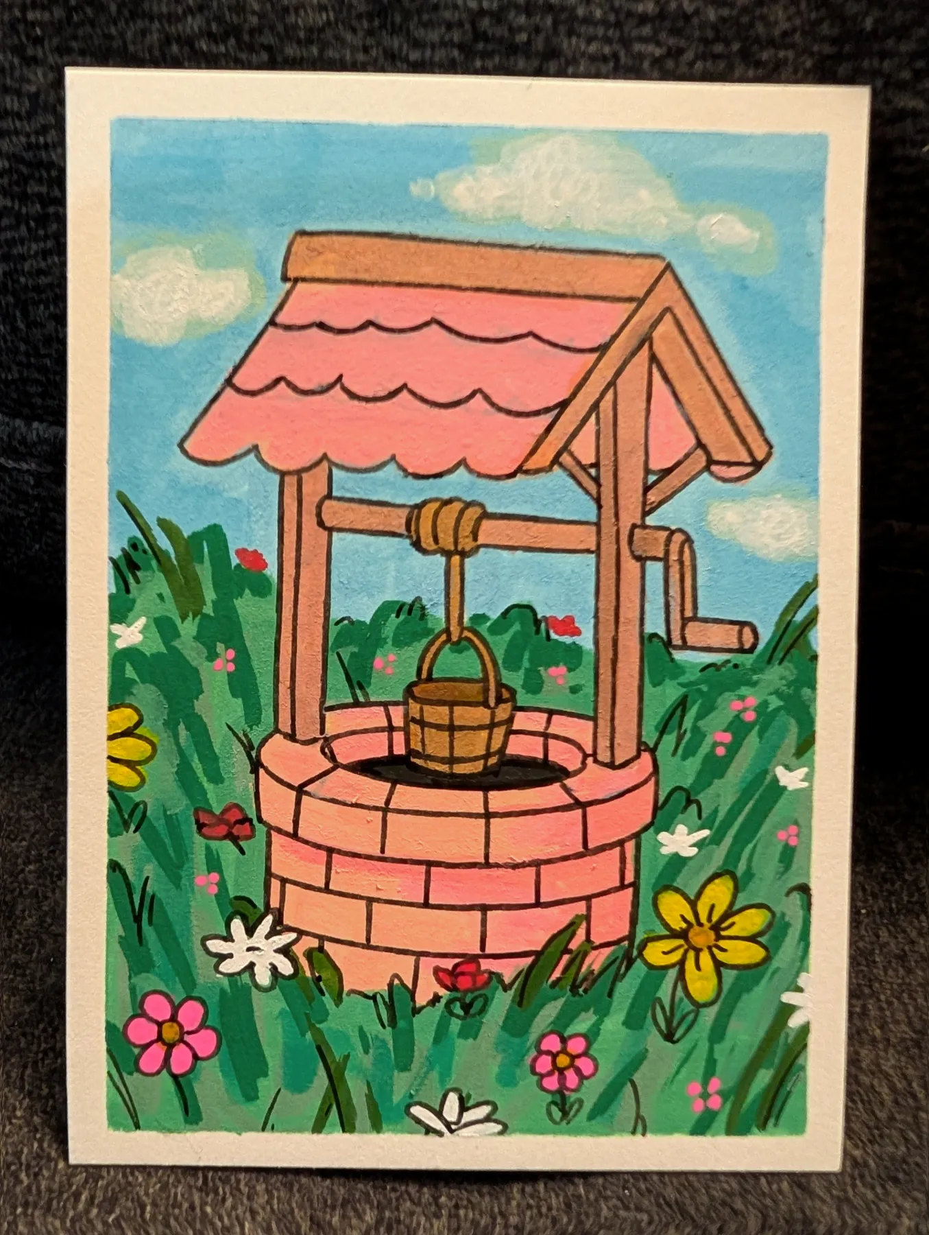 Cute fantasy retro cartoon aceo art card