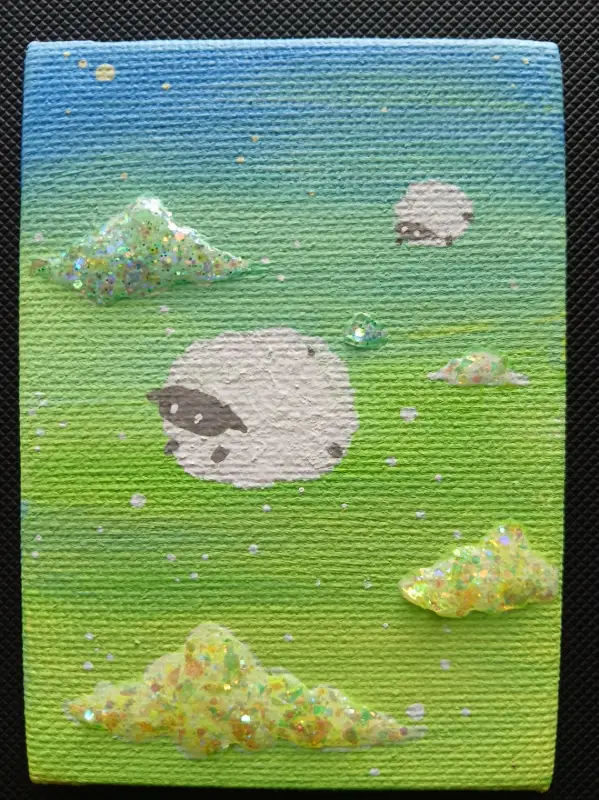 Sleepless Sheep aceo art card